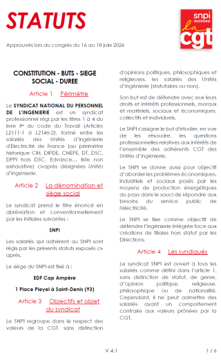 20ème Congrès SNPI 2026 Super Besse  Statuts SNPI
