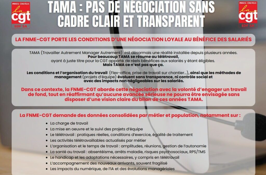 [TAMA] Pas de négociation sans cadre clair et transparent